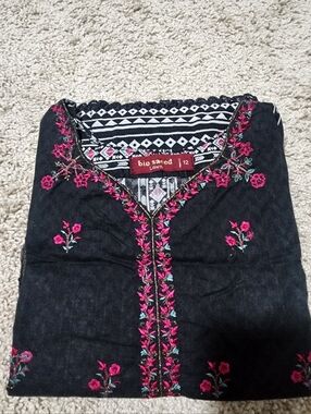 Pakistani Bin Saeed Lawn Cotton Embroided Kurti 36 Bust/small Size